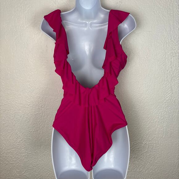 J. Crew Ruffle Scoopback One-Piece Swimsuit NWT Size 8 - Picture 3 of 5